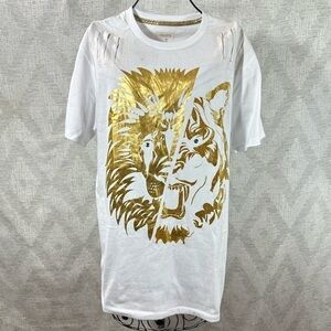 Seven Souls metallic gold lion graphic tee size M